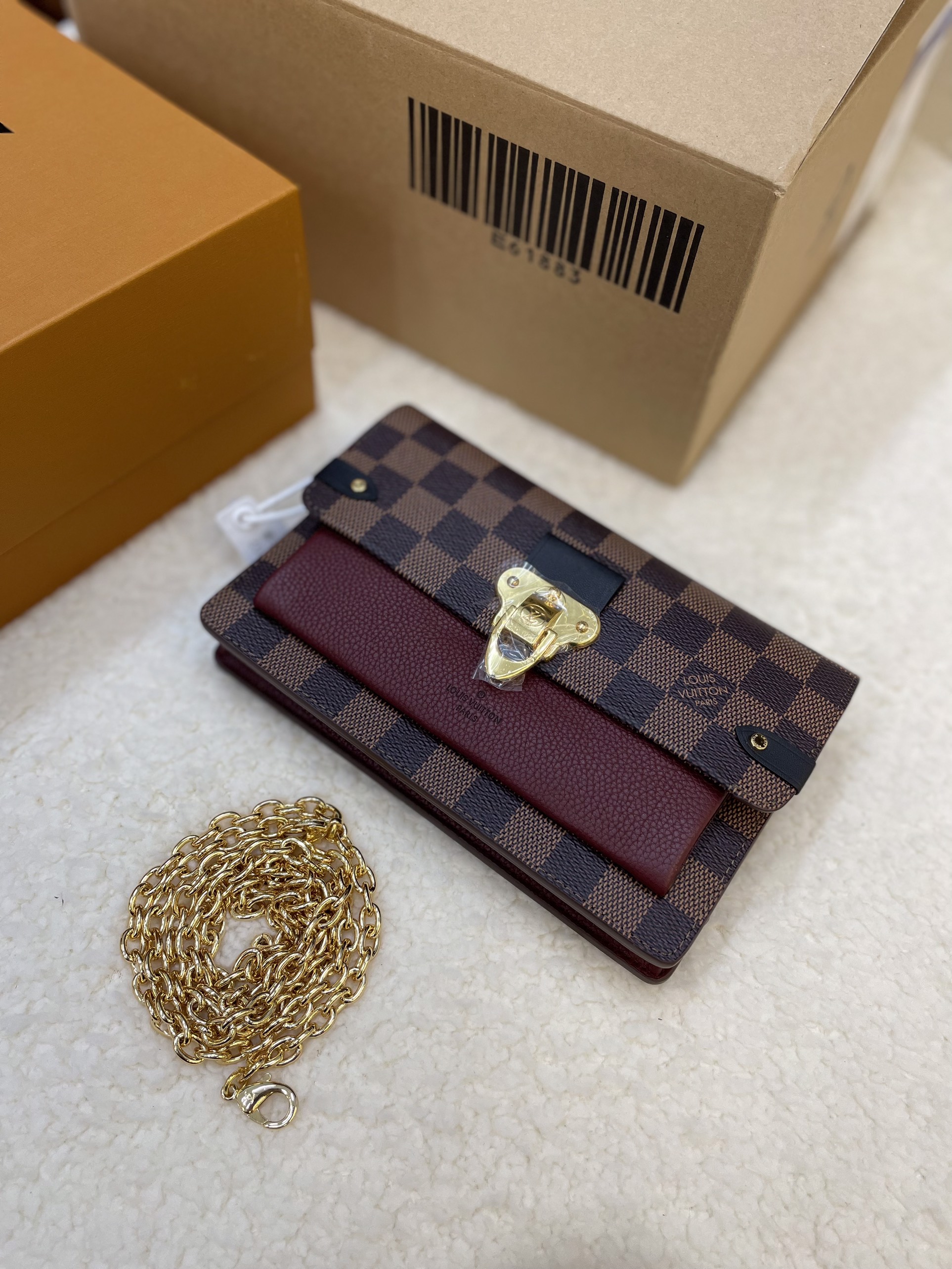 Túi LV Vavin Chain Siêu Cấp Canvas Họa Tiết Damier Ebene Size 19cm